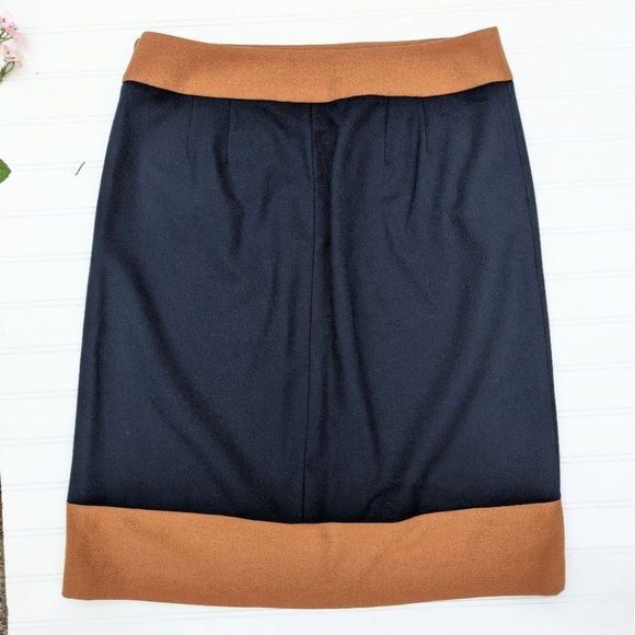 LOFT Navy/Camel Thick Narrow A-Line Skirt - Picture 2 of 4